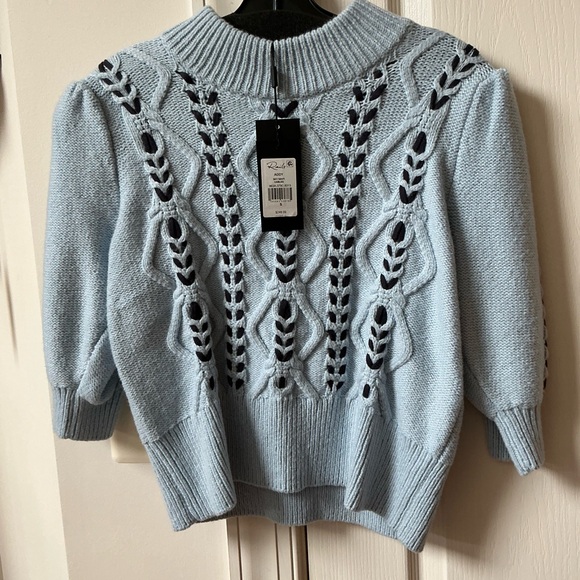 RAILS ADDY CONTRAST DIAMOND SKY BLUE KNIT SWEATER SIZE SMALL - Picture 8 of 15